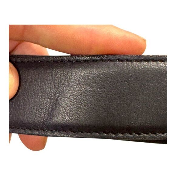 Genuine Italian Leather Black Belt Silver Buckle By Talbots Made USA Size M READ - Picture 5 of 5